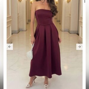AX Paris Strapless Wine Dress